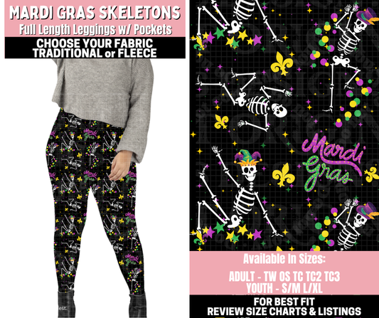 Preorder! Closes 11/12. ETA Jan. Mardi Gras Skeleton Leggings Choose Fleece or Traditional