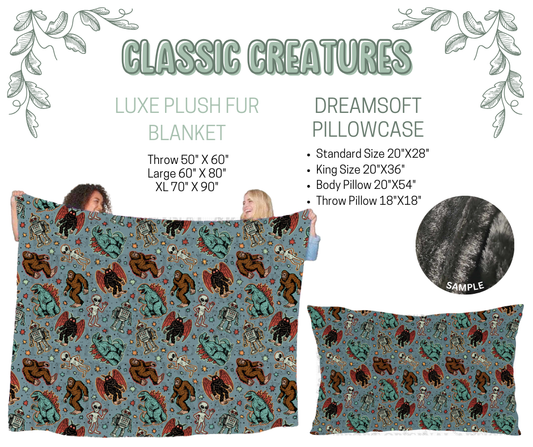 Preorder! Closes 10/9. ETA Dec. Classic Creatures Luxe Plush Fur Blanket and/or DreamSoft Pillowcase