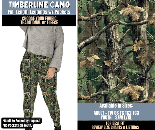 Preorder! Closes 9/24. ETA Dec. Timberline Camo Full Length Leggings w/wo Pockets