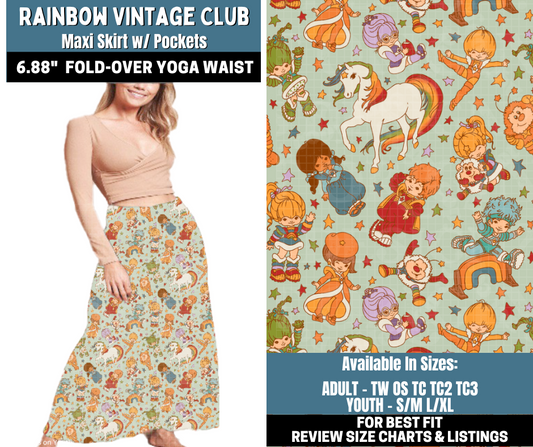 Preorder! Closes 10/13. ETA Jan. Rainbow Vintage Club Maxi Skirt