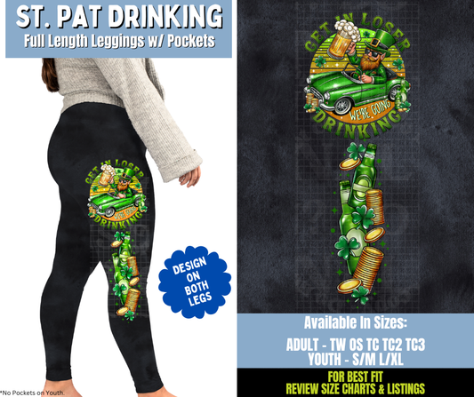 Preorder! Closes 12/15. ETA March. St. Pat Drinking Full Length Leggings w/ Side Leg Designs