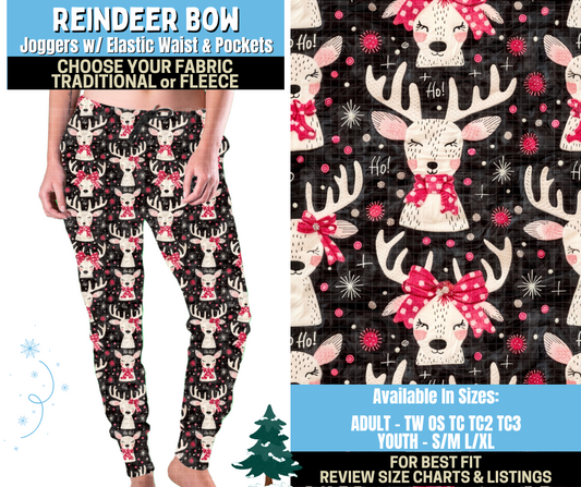 Preorder! Closes 8/28. ETA Nov. Reindeer Bow Joggers Choose Fleece or Traditional