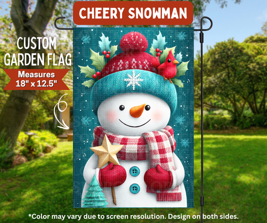 Preorder! Closes 8/10. ETA Nov. Cheery Snowman Flag