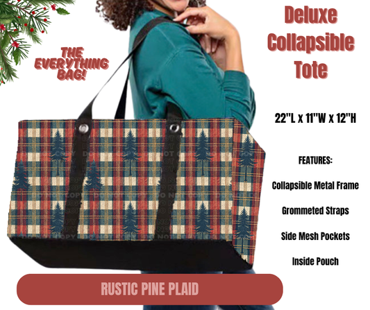 Preorder! Closes 9/1. ETA Dec. Rustic Pine Plaid Collapsible Tote