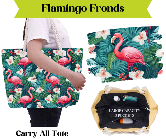 Preorder! Closes 3/16. ETA May. Flamingo Fronds Carry All Tote