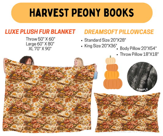 Preorder! Closes 7/8. ETA Oct. Harvest Peony Books Fur Blanket and/or DreamSoft Pillowcase