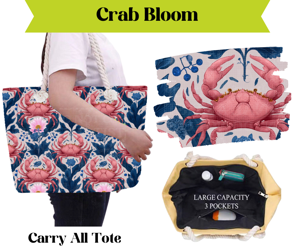 Preorder! Closes 3/16. ETA May. Crab Bloom Carry All Tote
