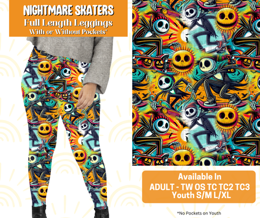 Preorder! Closes 5/16. ETA July. Nightmare Skaters Full Length Leggings w/wo Pockets