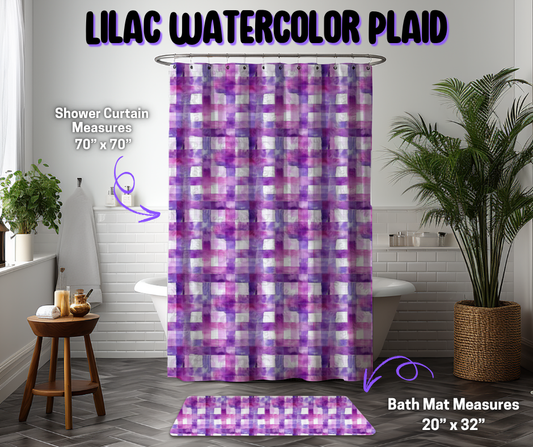 Preorder! Closes 12/8. ETA March. Lilac Watercolor Plaid Custom Shower Curtain and/or Bath Mat