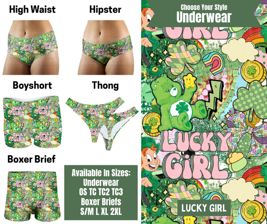 Preorder! Closes 11/24. ETA Jan. Lucky Girl Hipster, High Waist, Boyshort, & Thong Underwear & Boxer Briefs