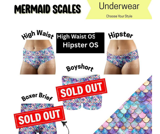 Mermaid Scales Hipster, High Waist Underwear - Alonna's Legging Land