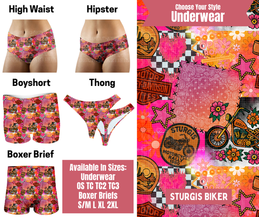 Preorder! Closes 9/29. ETA Dec. Sturgis Biker Hipster, High Waist, Boyshort, & Thong Underwear & Boxer Briefs