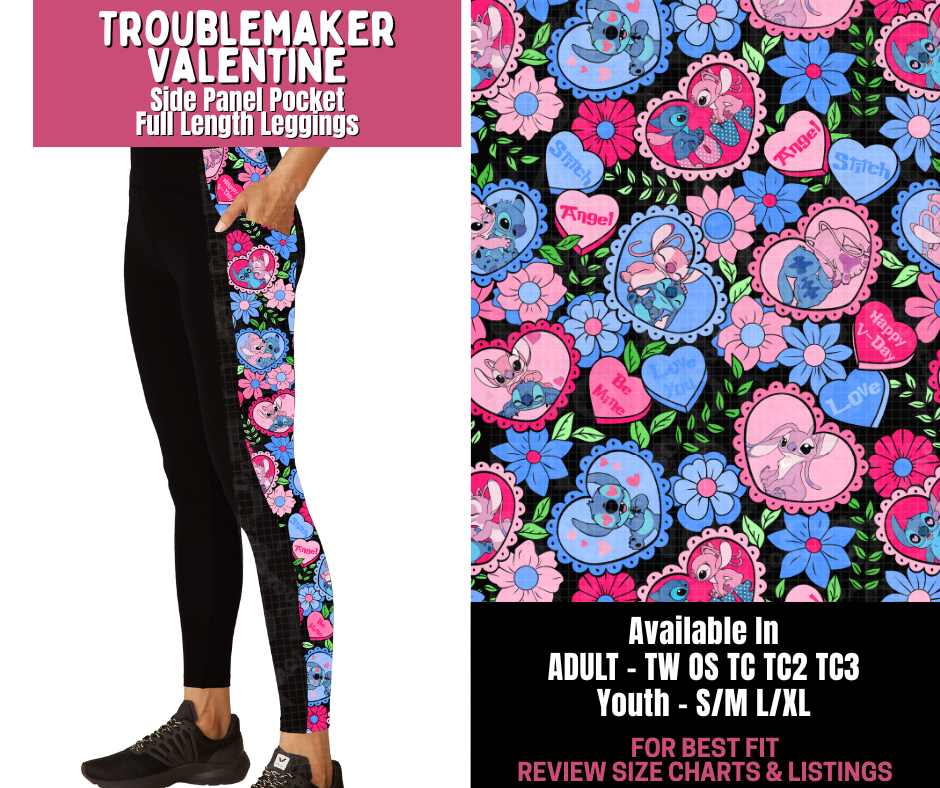 Preorder! Closes 11/10. ETA Jan. Troublemaker Valentine Side Panel Pocket Full Length Leggings