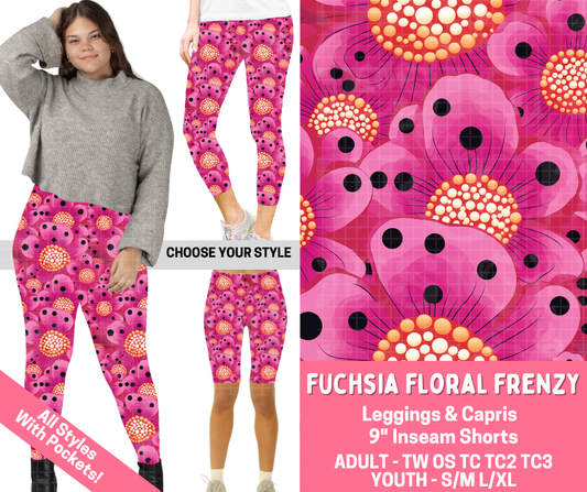 Preorder! Closes 2/16. ETA May. Fuchsia Floral Frenzy Combo Legging Lengths - Alonna's Legging Land