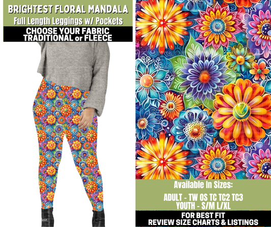 Preorder! Closes 11/6. ETA Jan. Brightest Floral Mandala Leggings Choose Fleece or Traditional