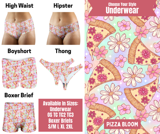 Preorder! Closes 9/29. ETA Dec. Pizza Bloom Hipster, High Waist, Boyshort, & Thong Underwear & Boxer Briefs