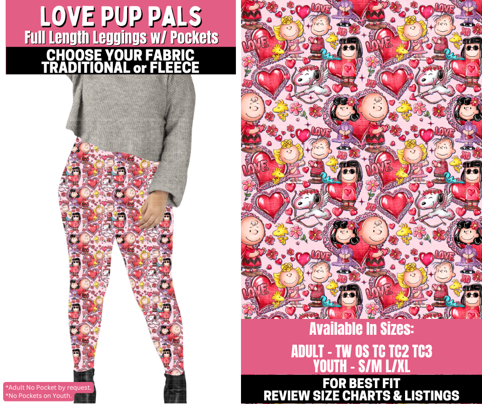 Preorder! Closes 11/19. ETA Jan. Love Pup Pals Leggings Choose Fleece or Traditional