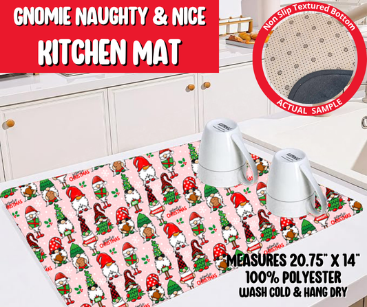 Preorder! Closes 8/20. ETA Nov. Gnomie Naughty & Nice Kitchen Mat