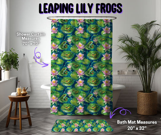 Preorder! Closes 12/8. ETA March. Leaping Lily Frogs Custom Shower Curtain and/or Bath Mat