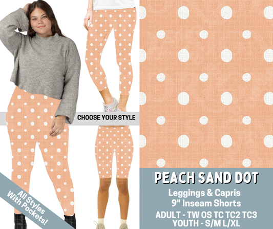 Preorder! Closes 3/4. ETA June. Peach Sand Dot Combo Legging Lengths - Alonna's Legging Land
