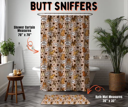 Preorder! Closes 6/10. ETA Sept. Butt Sniffers Custom Shower Curtain and/or Bath Mat