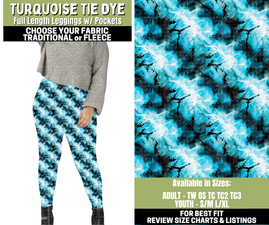 Preorder! Closes 11/6. ETA Jan. Turquoise Tie Dye Leggings Choose Fleece or Traditional