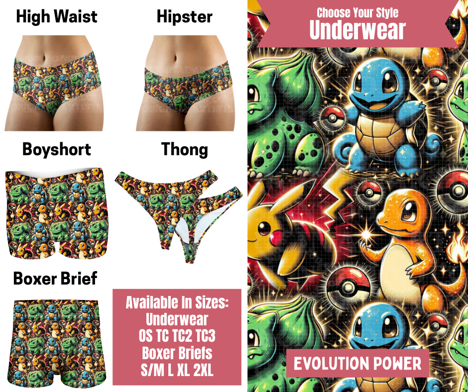 Preorder! Closes 9/29. ETA Dec. Evolution Power Hipster, High Waist, Boyshort, & Thong Underwear & Boxer Briefs