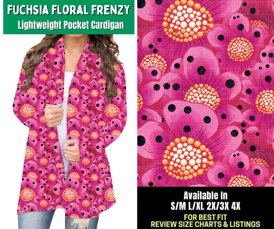 Preorder! Closes 2/18. ETA May. Fuchsia Floral Frenzy Pocket Cardigan - Alonna's Legging Land