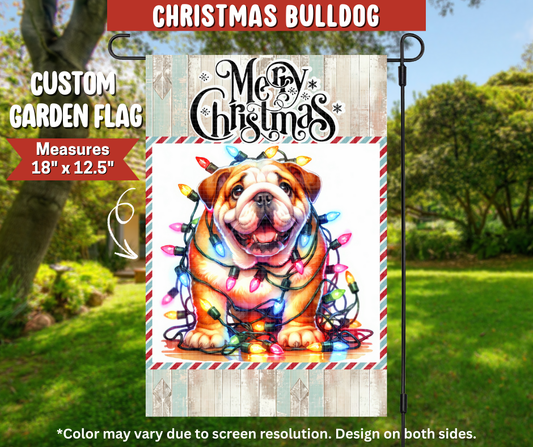 Preorder! Closes 9/22. ETA Dec. Christmas Bulldog Garden Flag