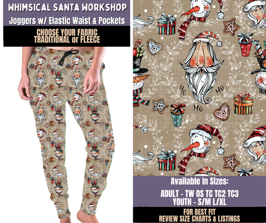 Preorder! Closes 9/3. ETA Dec. Whimsical Santa Workshop Joggers Choose Fleece or Traditional