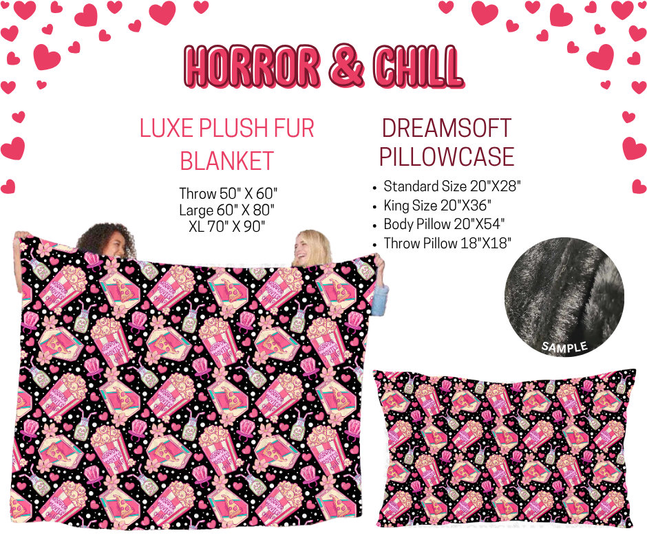 Preorder! Closes 11/17. ETA Jan. Horror & Chill Luxe Plush Fur Blanket and/or DreamSoft Pillowcase