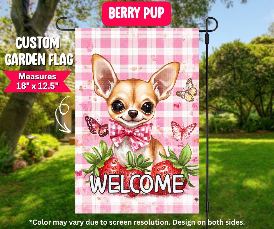 Preorder! Closes 12/25. ETA March. Berry Pup Garden Flag