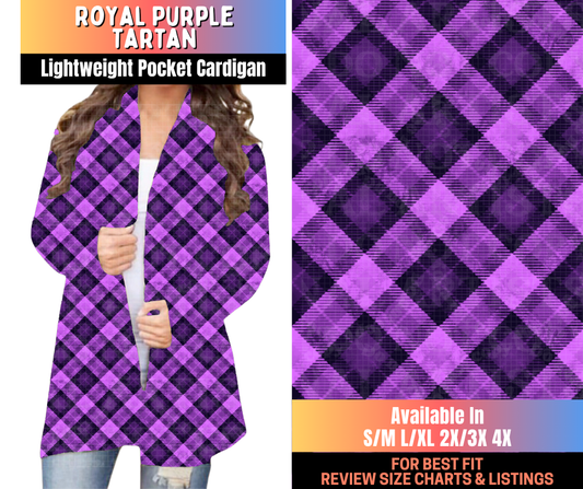 Preorder! Closes 10/16. ETA Jan. Royal Purple Tartan Pocket Cardigan