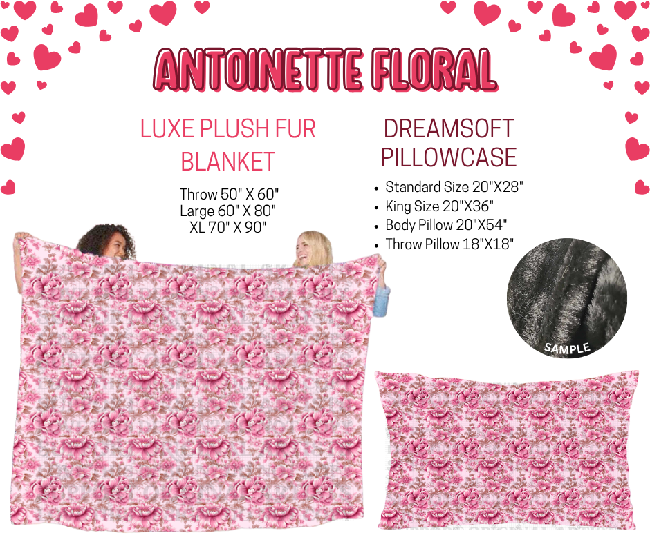Preorder! Closes 11/17. ETA Jan. Antoinette Floral Luxe Plush Fur Blanket and/or DreamSoft Pillowcase