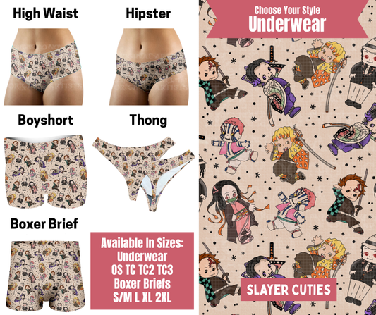 Preorder! Closes 9/29. ETA Dec. Slayer Cuties Hipster, High Waist, Boyshort, & Thong Underwear & Boxer Briefs