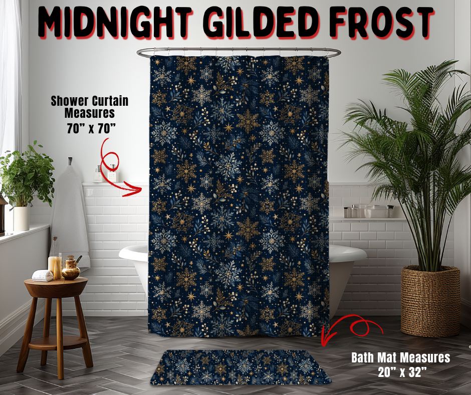 Preorder! Closes 9/2. ETA Dec. Midnight Gilded Frost Custom Shower Curtain and/or Bath Mat