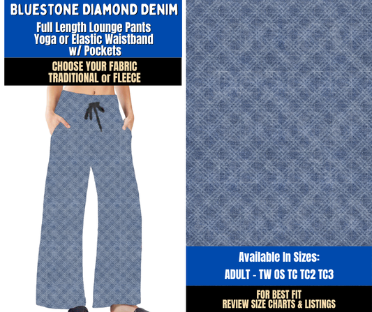 Preorder! Closes 9/16. ETA Dec. Bluestone Diamond Denim Lounge Pants Choose Fleece or Traditional