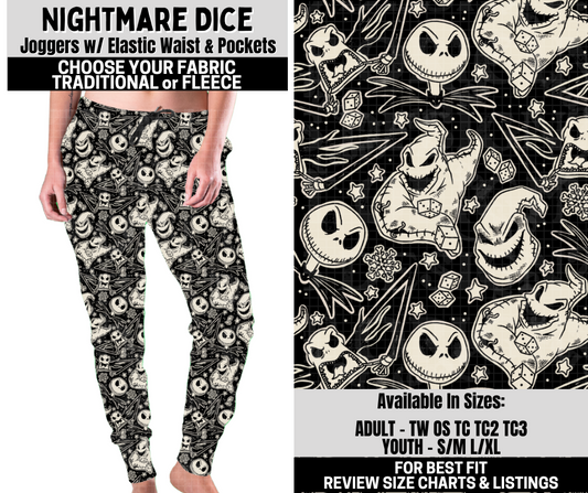 Preorder! Closes 10/6. ETA Dec. Nightmare Dice Joggers Choose Fleece or Traditional