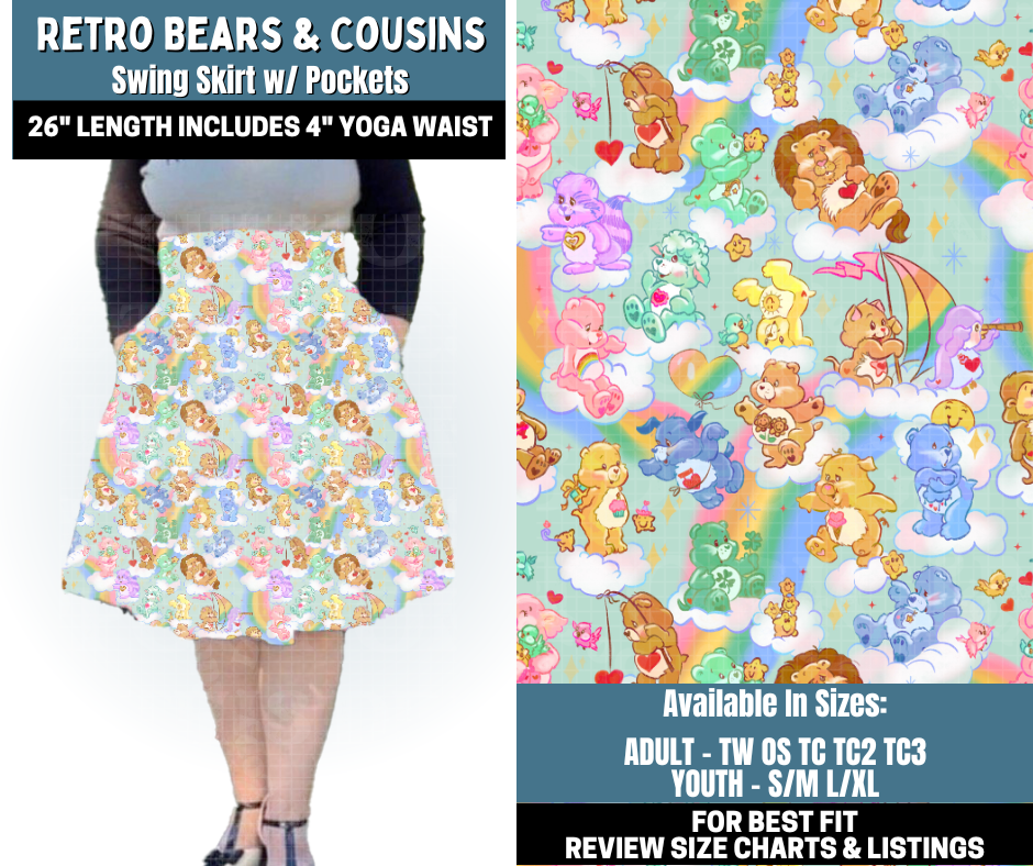 Preorder! Closes 10/13. ETA Jan. Retro Bears & Cousins Swing Skirt