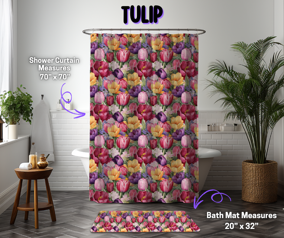 Preorder! Closes 12/8. ETA March. Tulip Custom Shower Curtain and/or Bath Mat