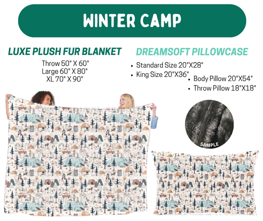 Preorder! Closes 10/12. ETA Jan. Winter Camp Plush Fur Blanket and/or DreamSoft Pillowcase