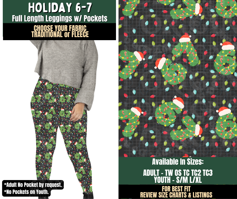 Preorder! Closes 8/12. ETA Nov. Holiday 6-7 Leggings Choose Fleece or Traditional