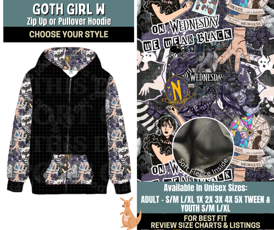 Preorder! Closes 10/2. ETA Dec. Goth Girl W Zip-Up or Pullover Hoodie