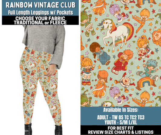 Preorder! Closes 10/13. ETA Jan. Rainbow Vintage Club Leggings Choose Fleece or Traditional