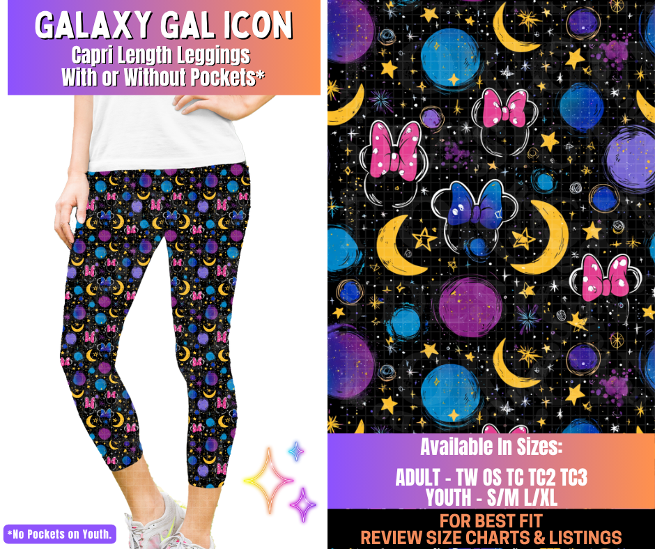 Preorder! Closes 12/10. ETA March. Galaxy Gal Icon Capri Length Leggings w/wo Pockets