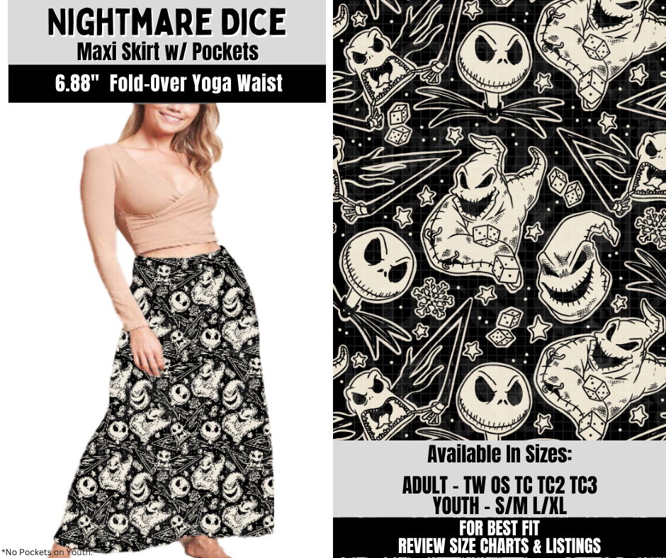 Preorder! Closes 10/6. ETA Dec. Nightmare Dice Maxi Skirt