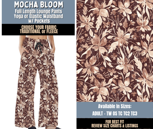 Preorder! Closes 9/24. ETA Dec. Mocha Bloom Lounge Pants Choose Fleece or Traditional