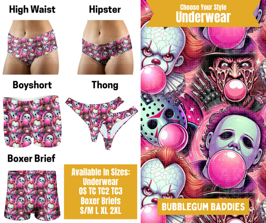 Preorder! Closes 10/28. ETA Jan. Bubblegum Baddies Hipster, High Waist, Boyshort, & Thong Underwear & Boxer Briefs