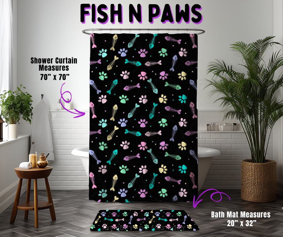Preorder! Closes 10/21. ETA Jan. Fish N Paws Custom Shower Curtain and/or Bath Mat