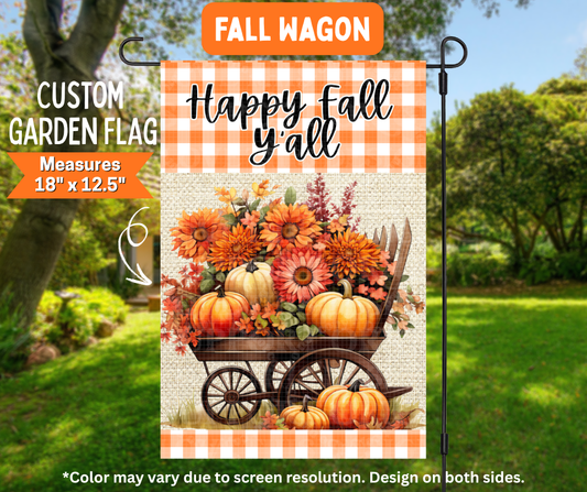 Preorder! Closes 7/6. ETA Oct. Fall Wagon Garden Flag